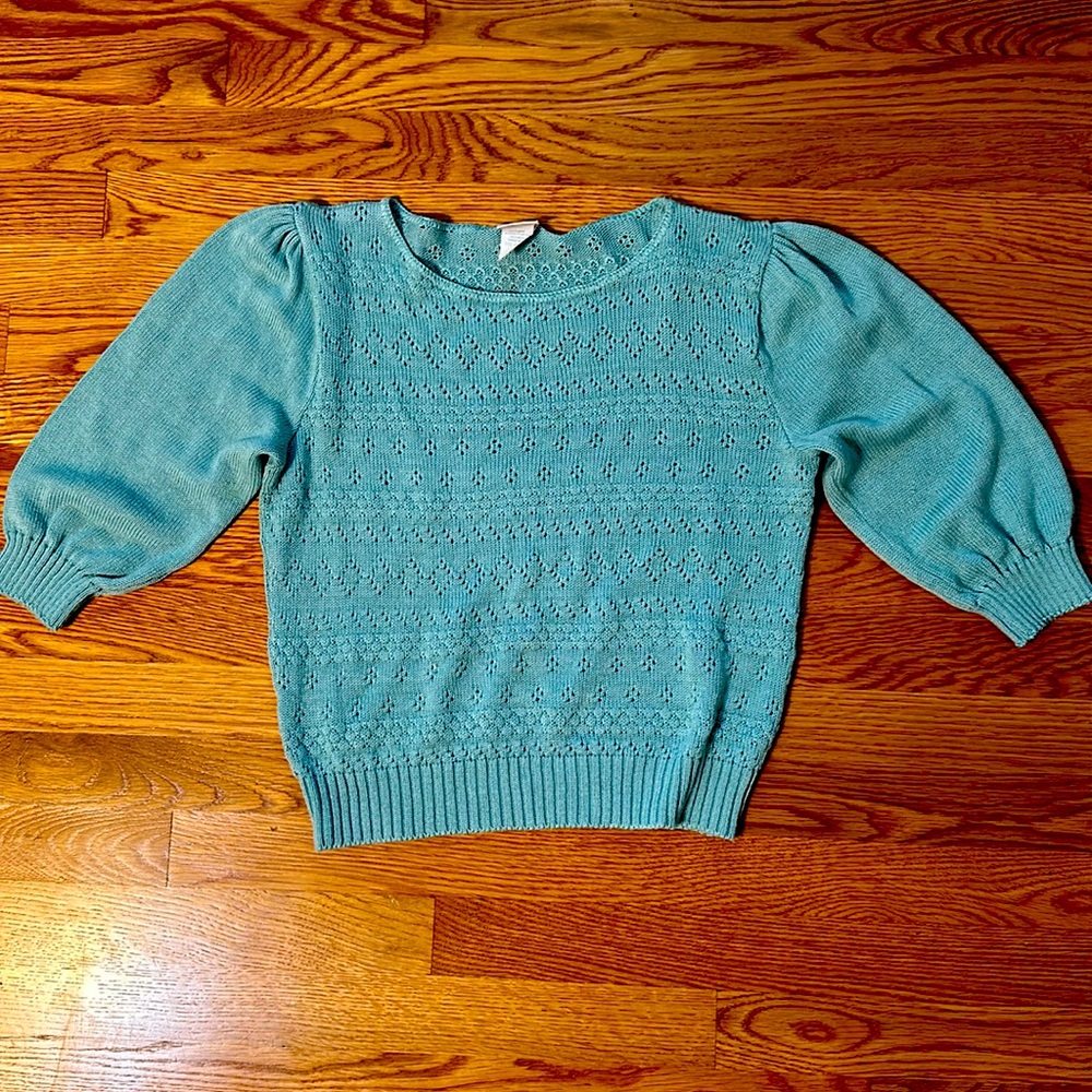 Teal puff sleeve shirt